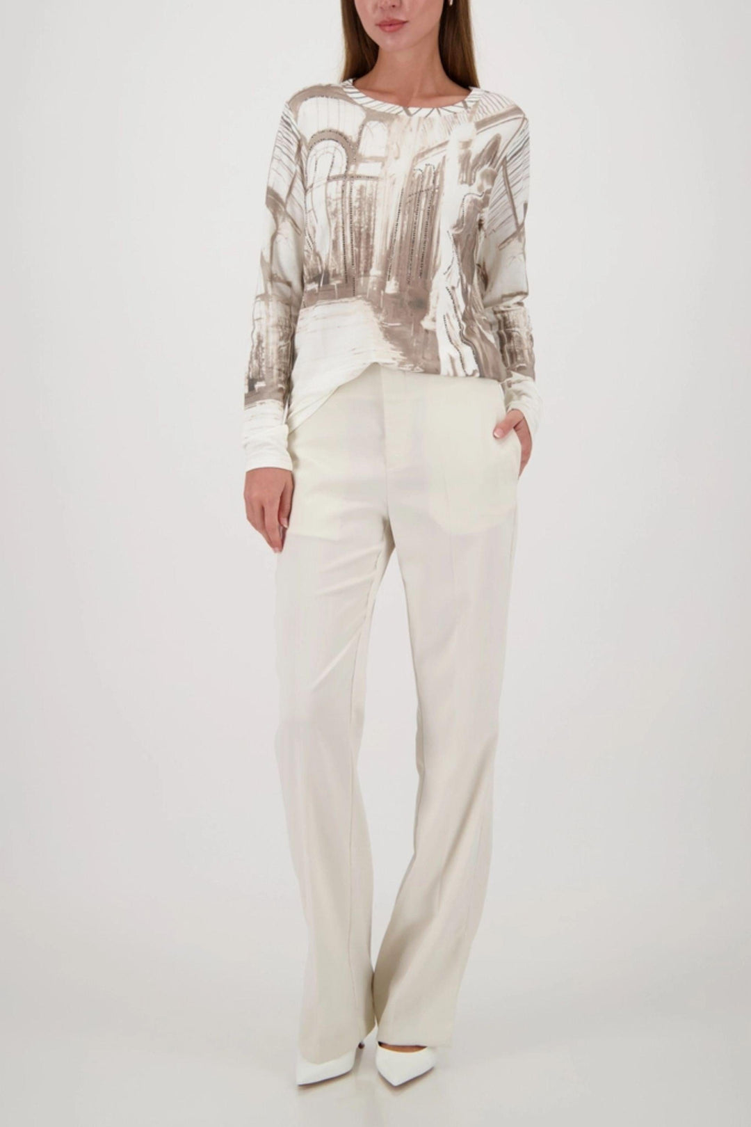MONARI TOP WINDOW SEQUIN TEE - 809382MNR