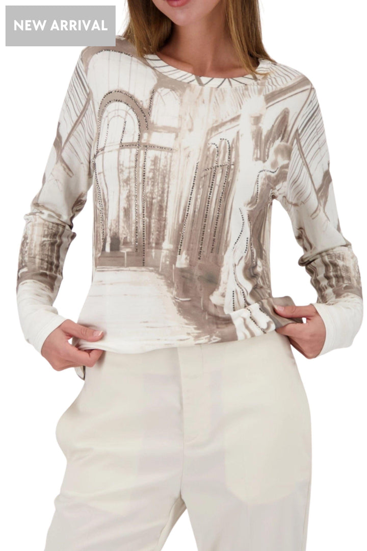 MONARI TOP WINDOW SEQUIN TEE - 809382MNR