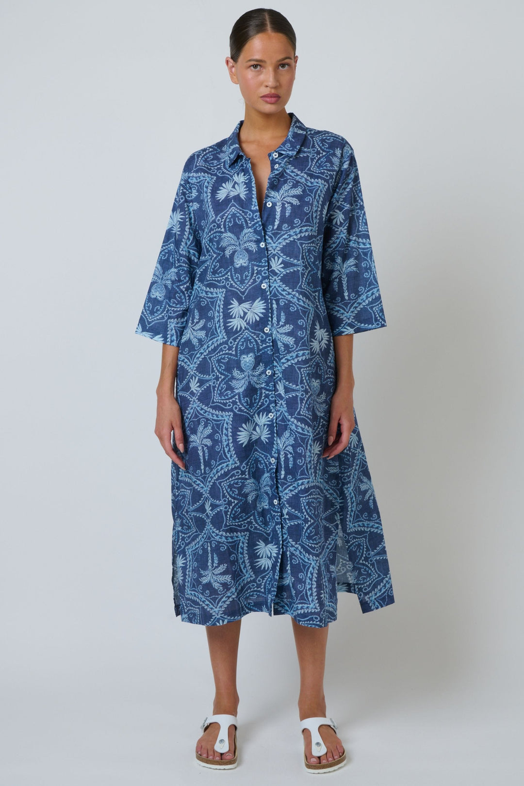 NAMASTAI DRESS BUTTON DOWN MIDI DRESS - NAM40