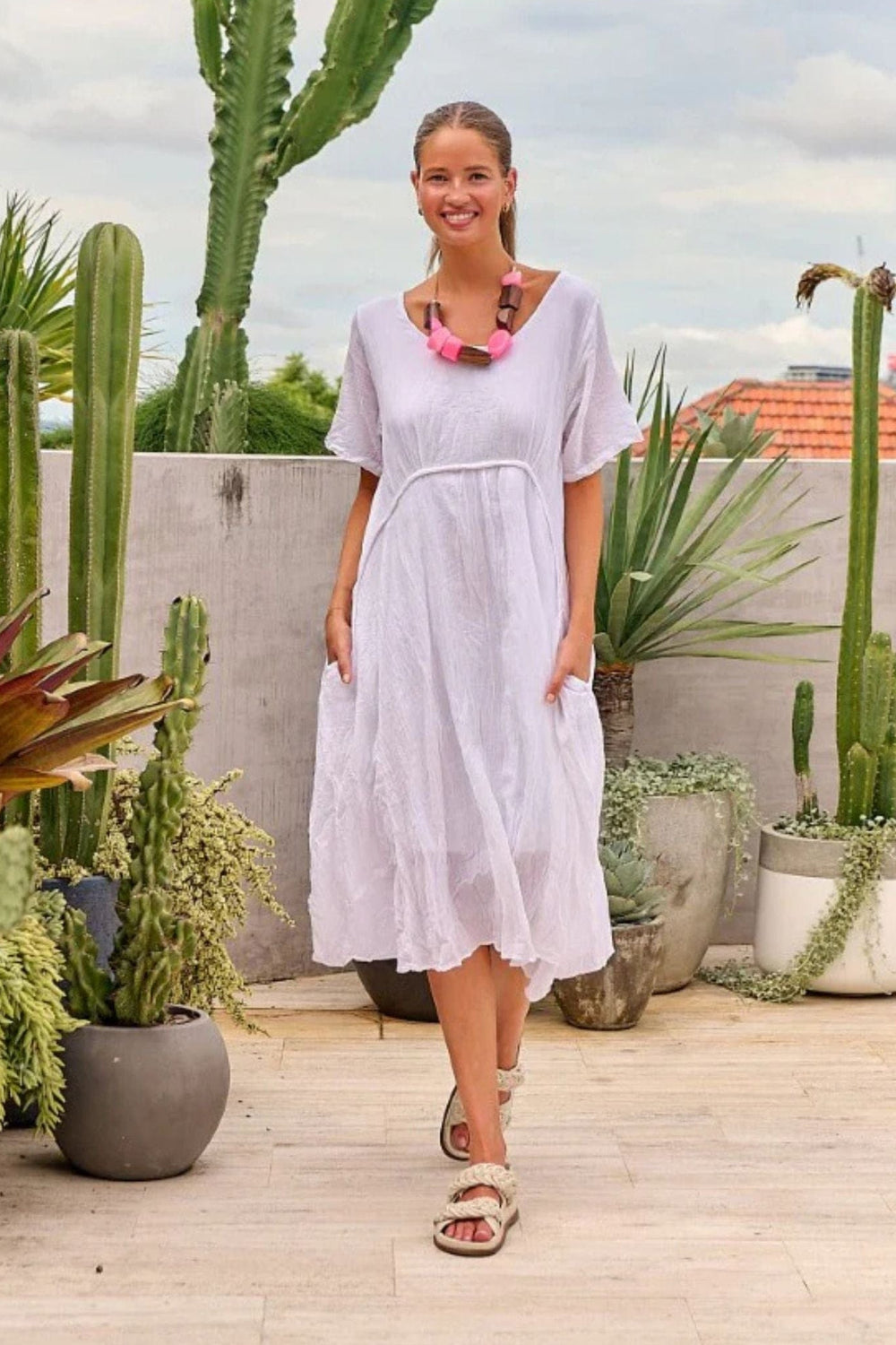NAMASTAI DRESS ROUND NECK COTTON DRESS - P150