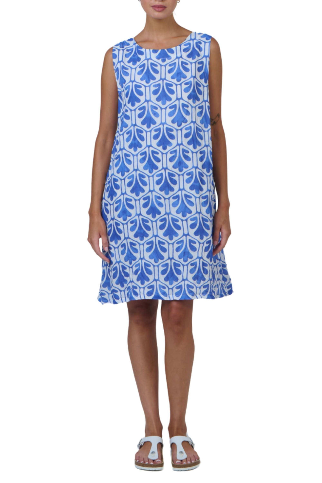 NAMASTAI DRESS S/M / BLUE BUTTON BACK DRESS - P147