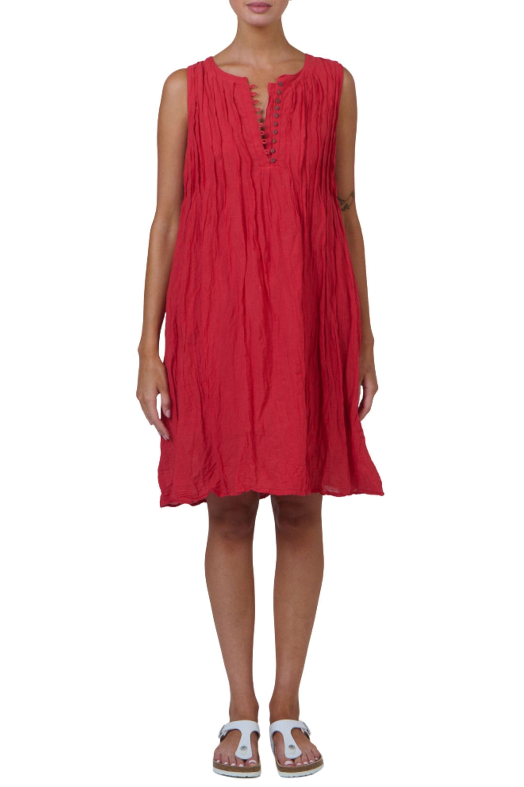 NAMASTAI DRESS S/M / CHILLI BUTTON FRONT DRESS - P153