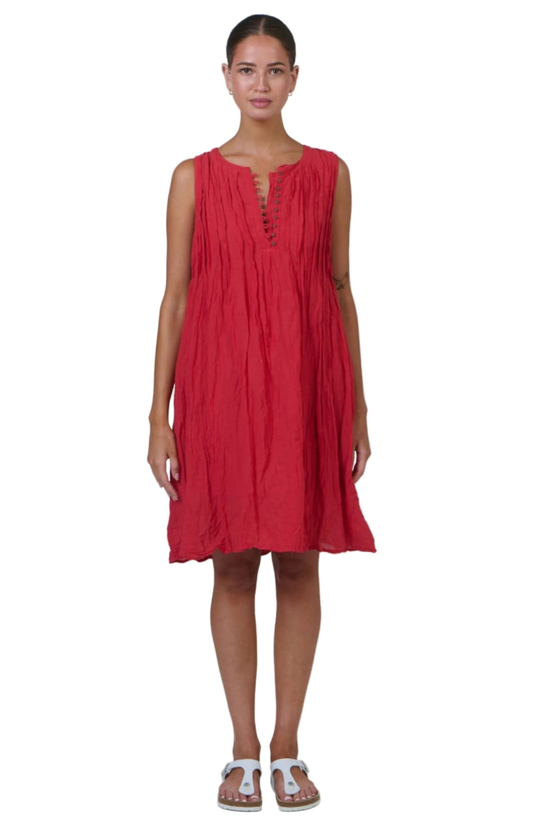 NAMASTAI DRESS S/M / CHILLI BUTTON FRONT DRESS - P153