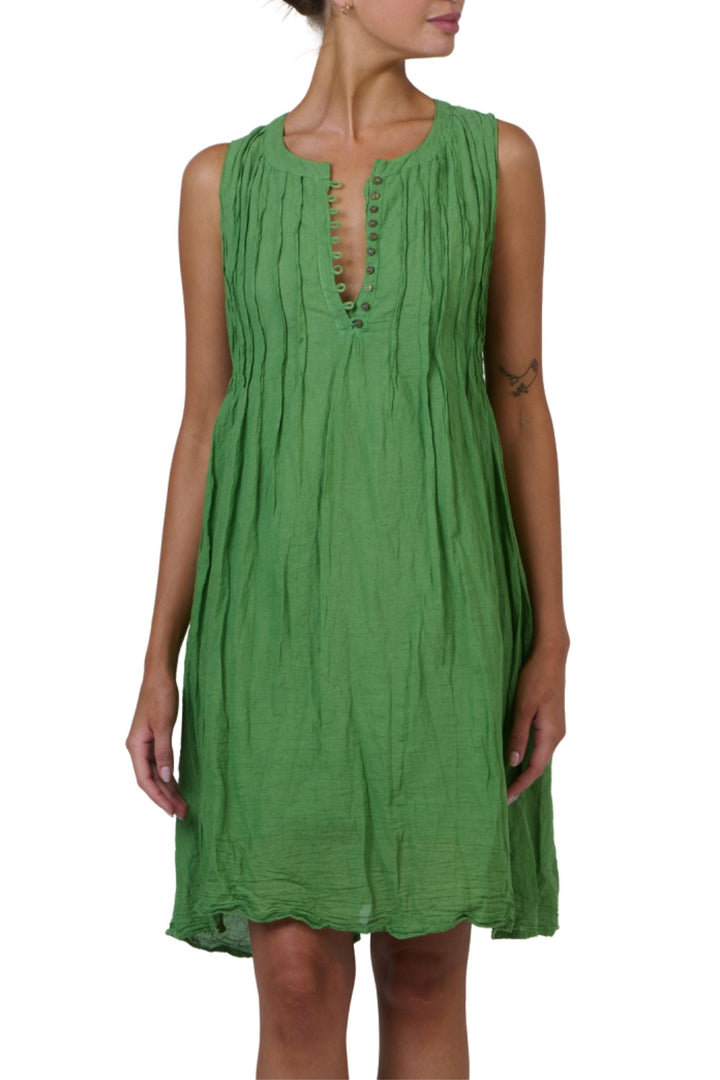 NAMASTAI DRESS S/M / GREEN BUTTON FRONT DRESS - P153