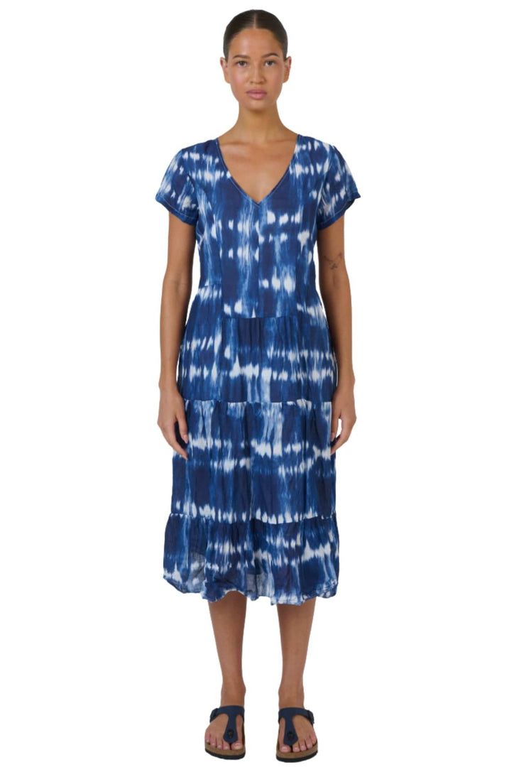 NAMASTAI DRESS S/M / SHADOW V NECK COTTON DRESS - P82