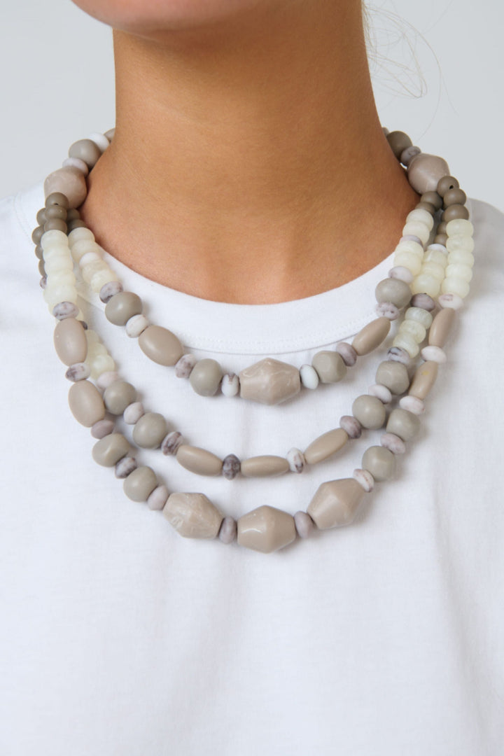 NAMASTAI JEWELLERY GREY 3 LAYER NECKLACE - BB139