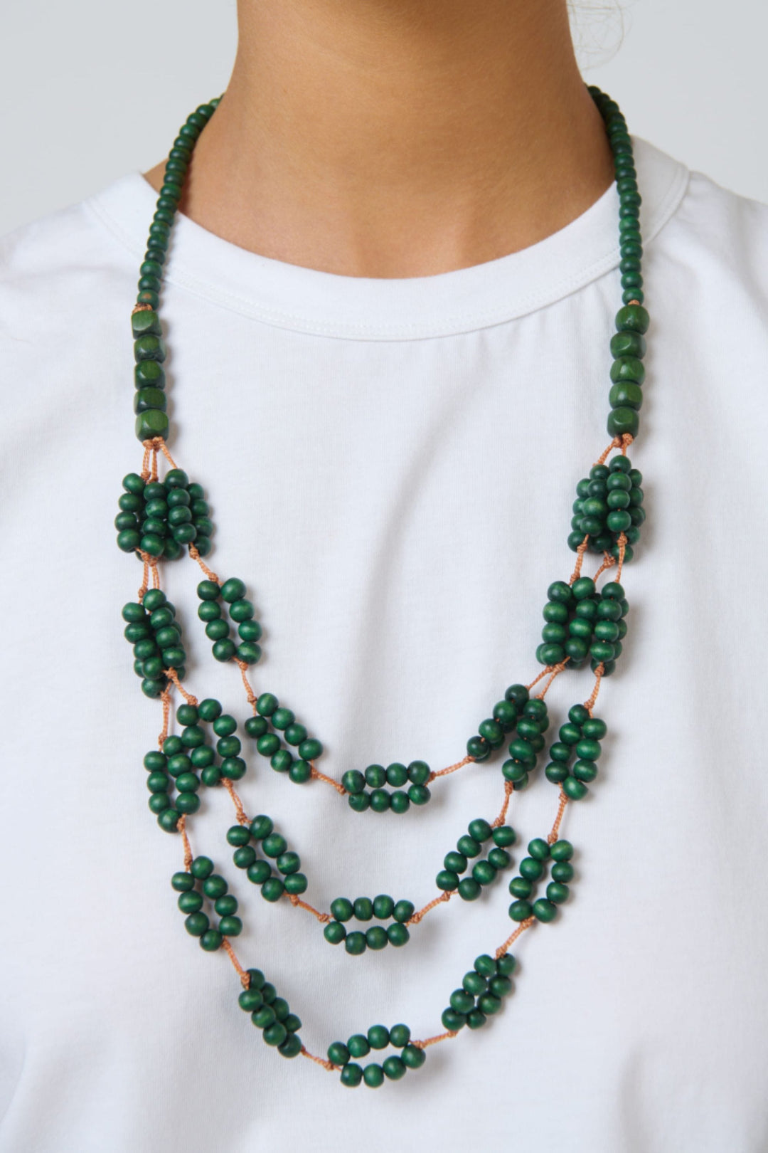 NAMASTAI JEWELLERY KHAKI BEAD NECKLACE - BB141