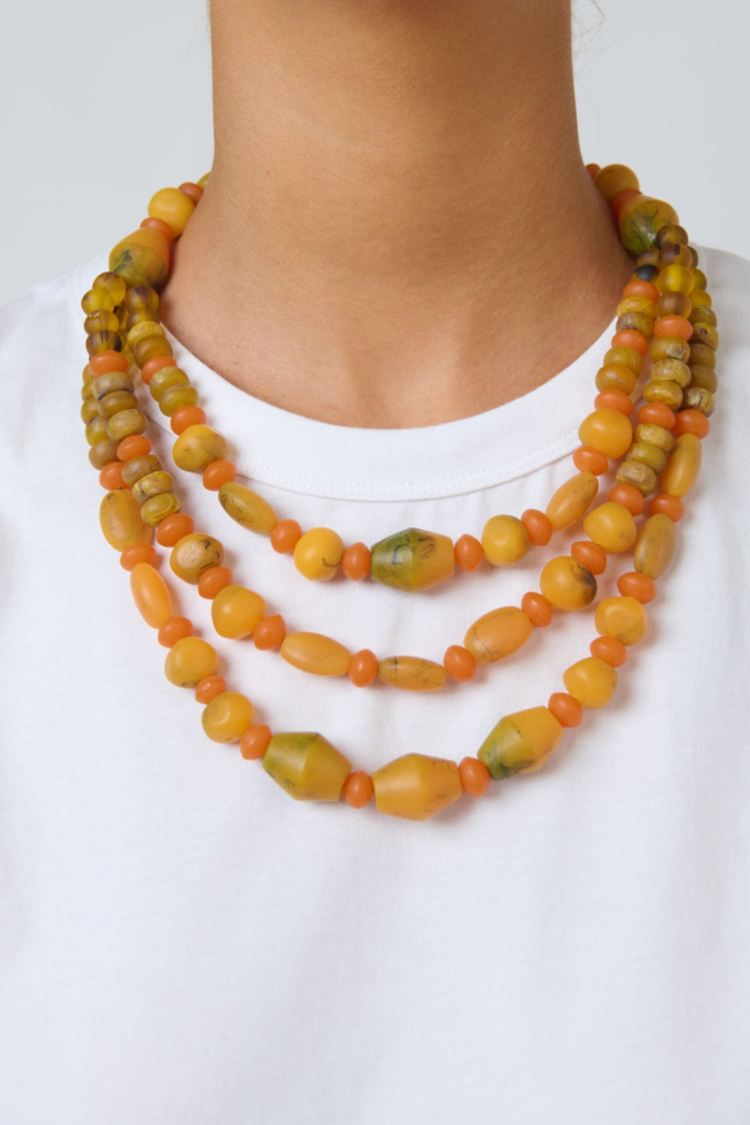 NAMASTAI JEWELLERY ORANGE 3 LAYER NECKLACE - BB139
