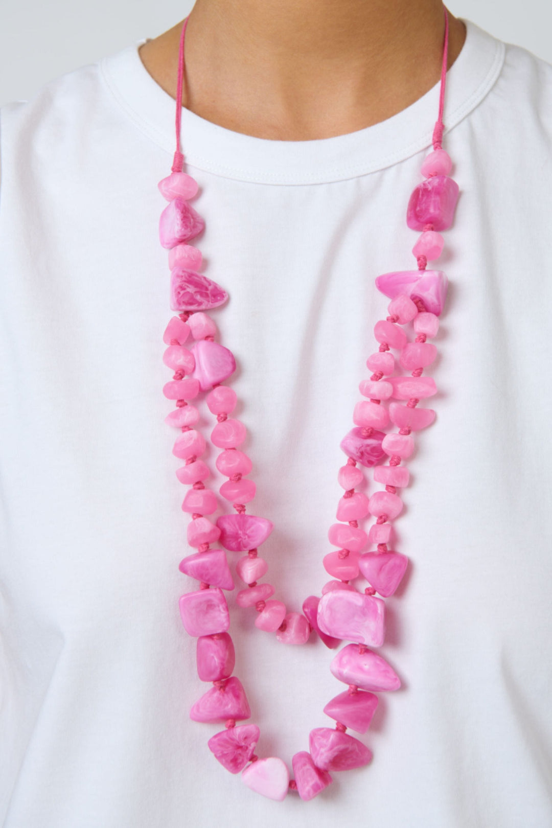 NAMASTAI JEWELLERY PINK DOUBLE BEADED NECKLACE - BB137