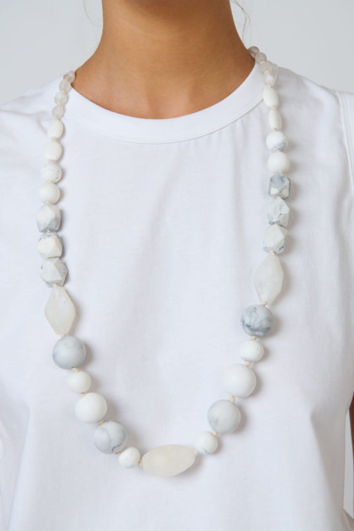 NAMASTAI JEWELLERY WHITE BEADED NECKLACE - BB138