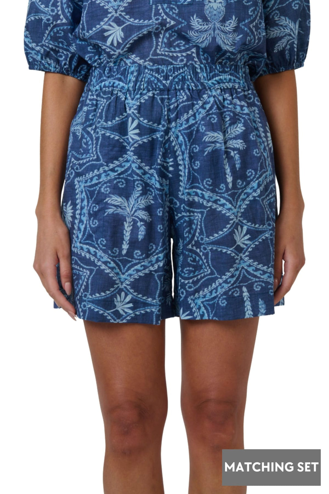 NAMASTAI SHORTS S/M / BLUE-PRINT COTTON SHORTS - NAM34
