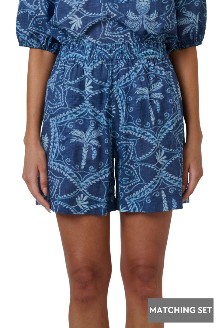 NAMASTAI SHORTS S/M / BLUE-PRINT COTTON SHORTS - NAM34