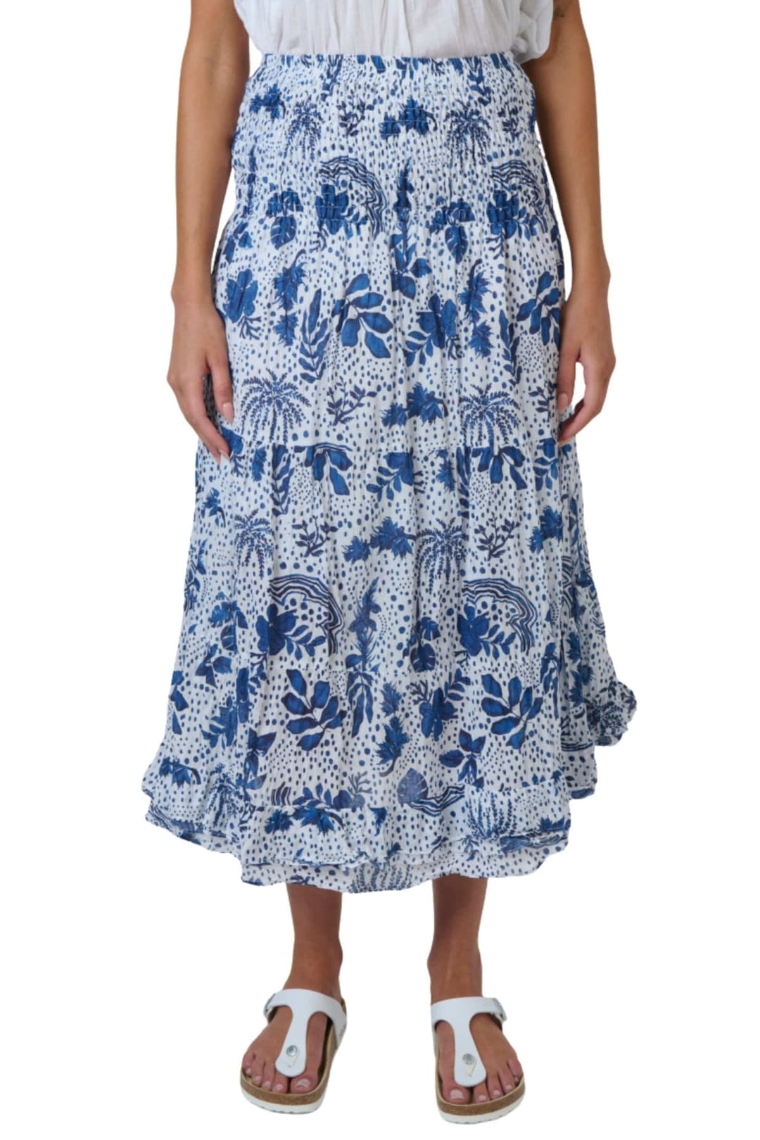 NAMASTAI SKIRT S/M / BLUE-WHITE COTTON SKIRT - P34