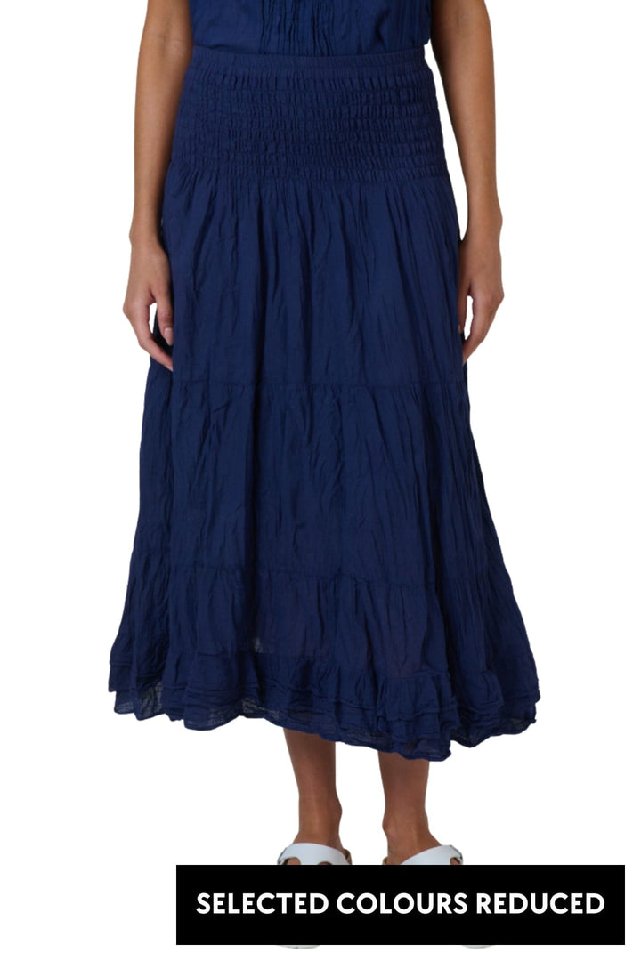 NAMASTAI SKIRT S/M / DARK-BLUE COTTON SKIRT - P34