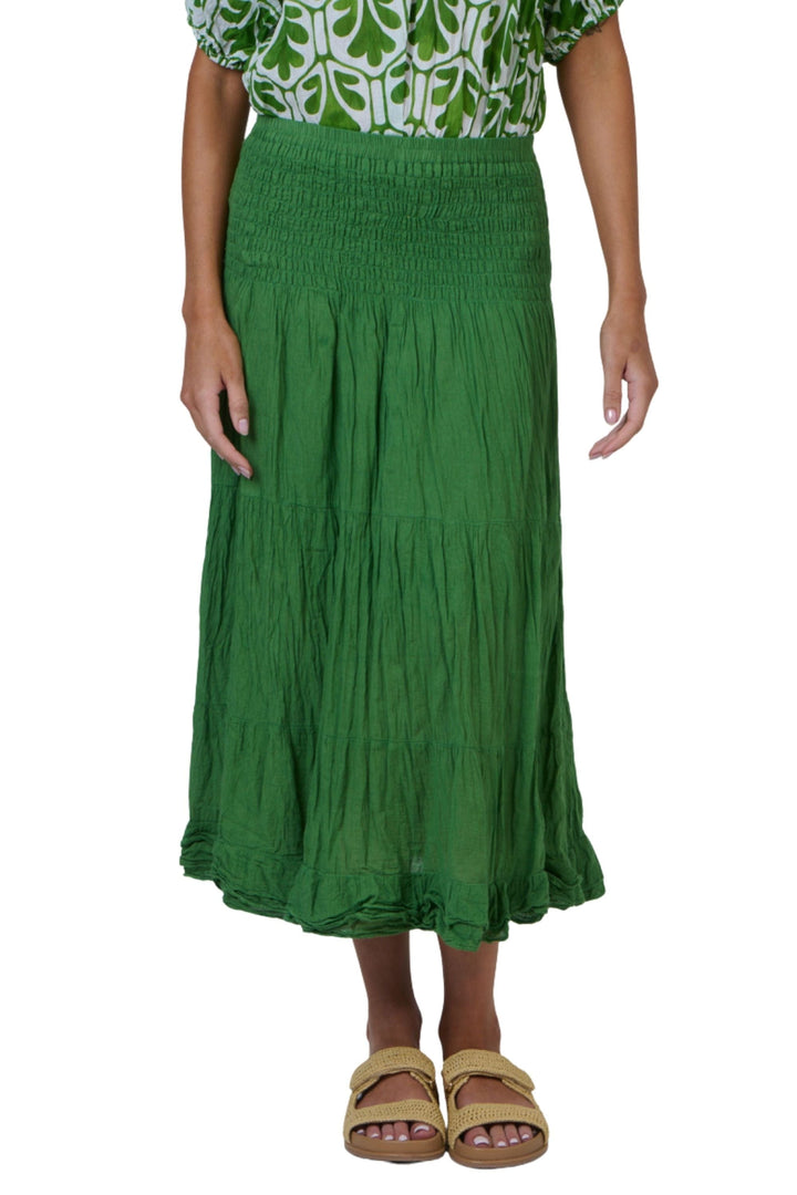 NAMASTAI SKIRT S/M / GREEN COTTON SKIRT - P34