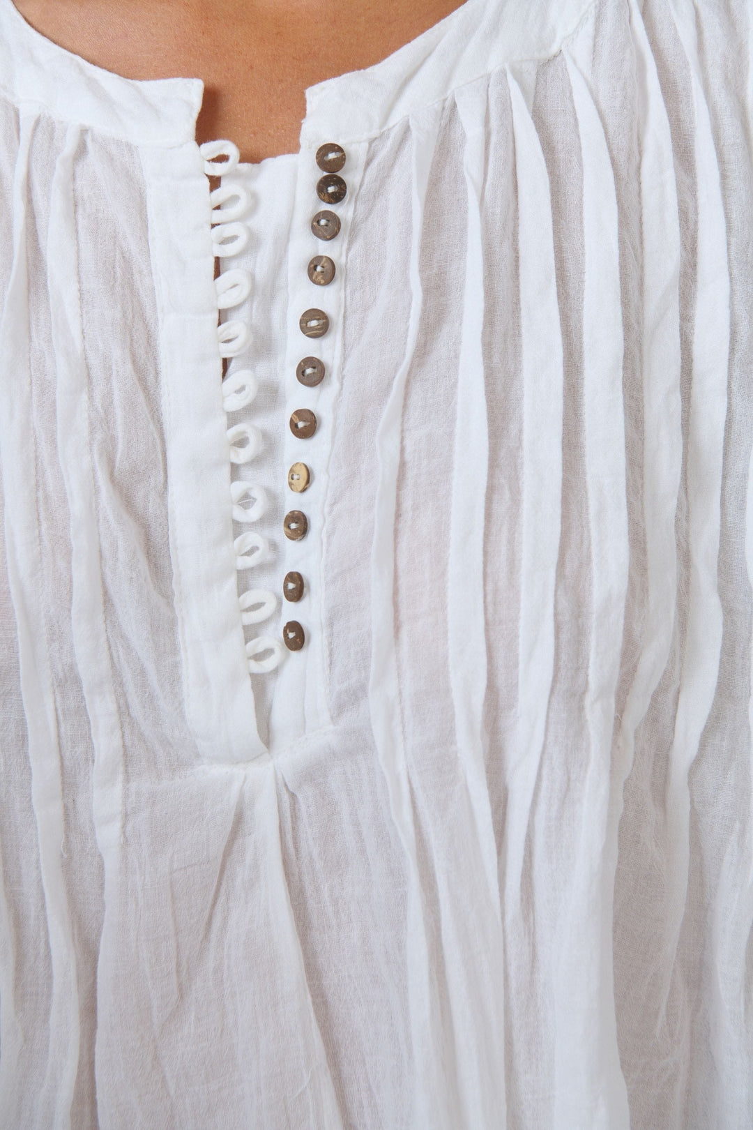 NAMASTAI TOP BUTTONED CRINKLE COTTON TOP - P165