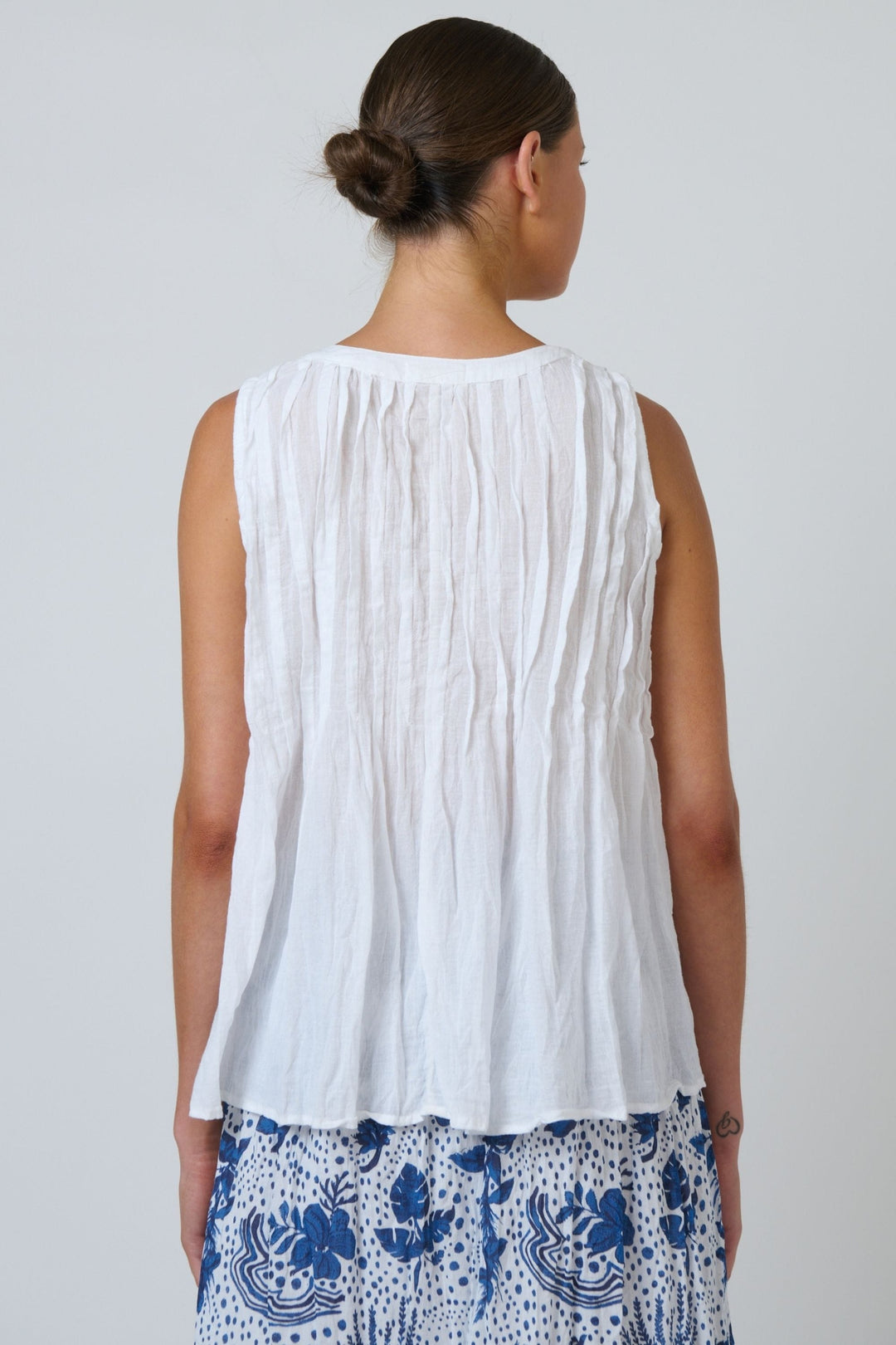NAMASTAI TOP BUTTONED CRINKLE COTTON TOP - P165