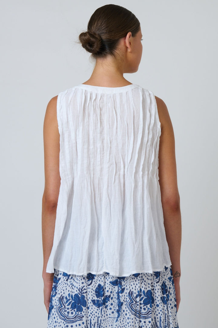 NAMASTAI TOP BUTTONED CRINKLE COTTON TOP - P165