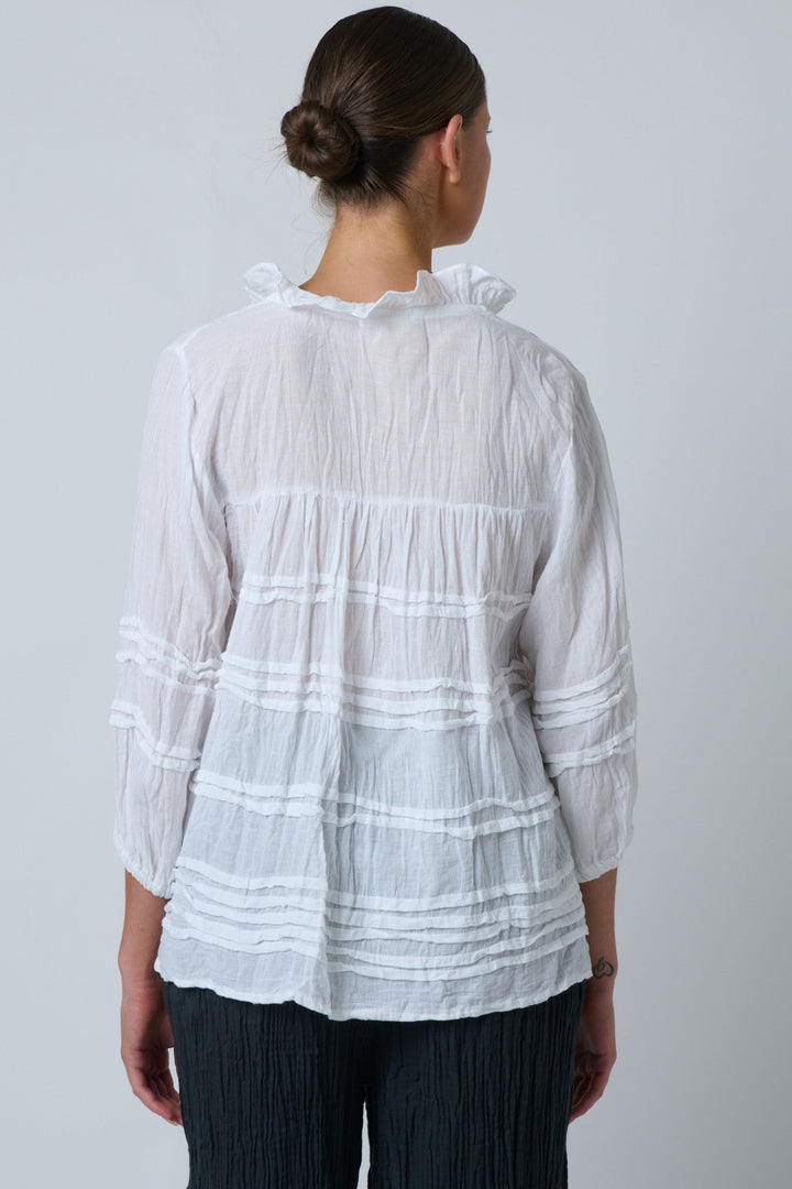 NAMASTAI TOP RUFFLE COLLAR COTTON TOP - P92