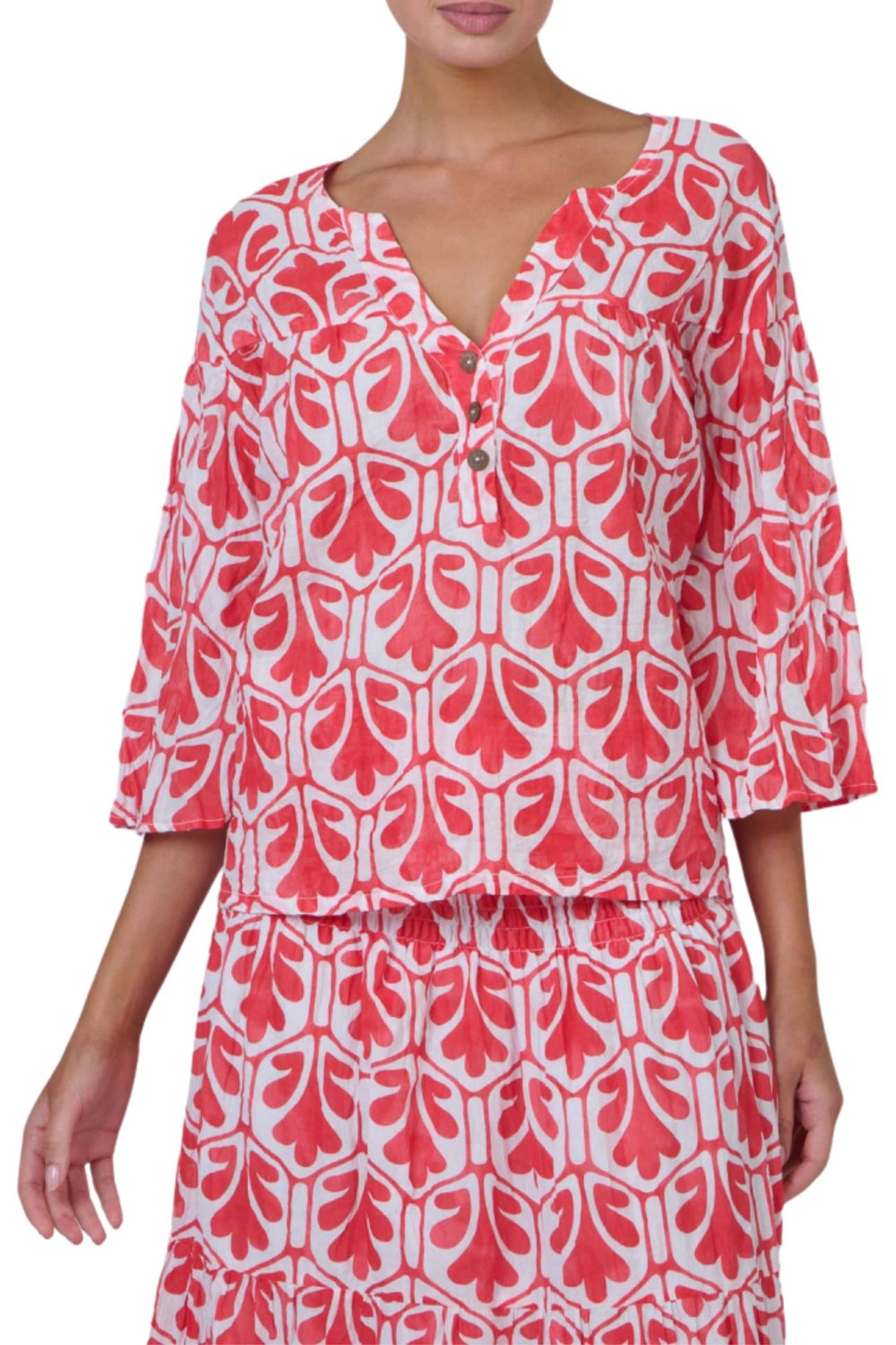 NAMASTAI TOP S/M / CHILLI BUTTON UP TOP - P115