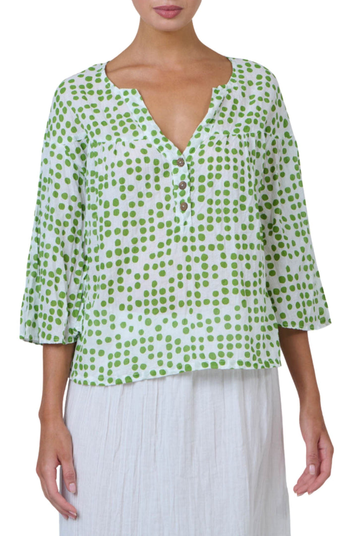 NAMASTAI TOP S/M / GREEN BUTTON UP TOP - P115