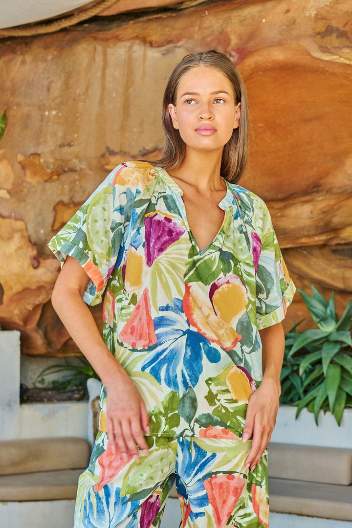 NAMASTAI TOP V-NECK COTTON TOP - NAM89