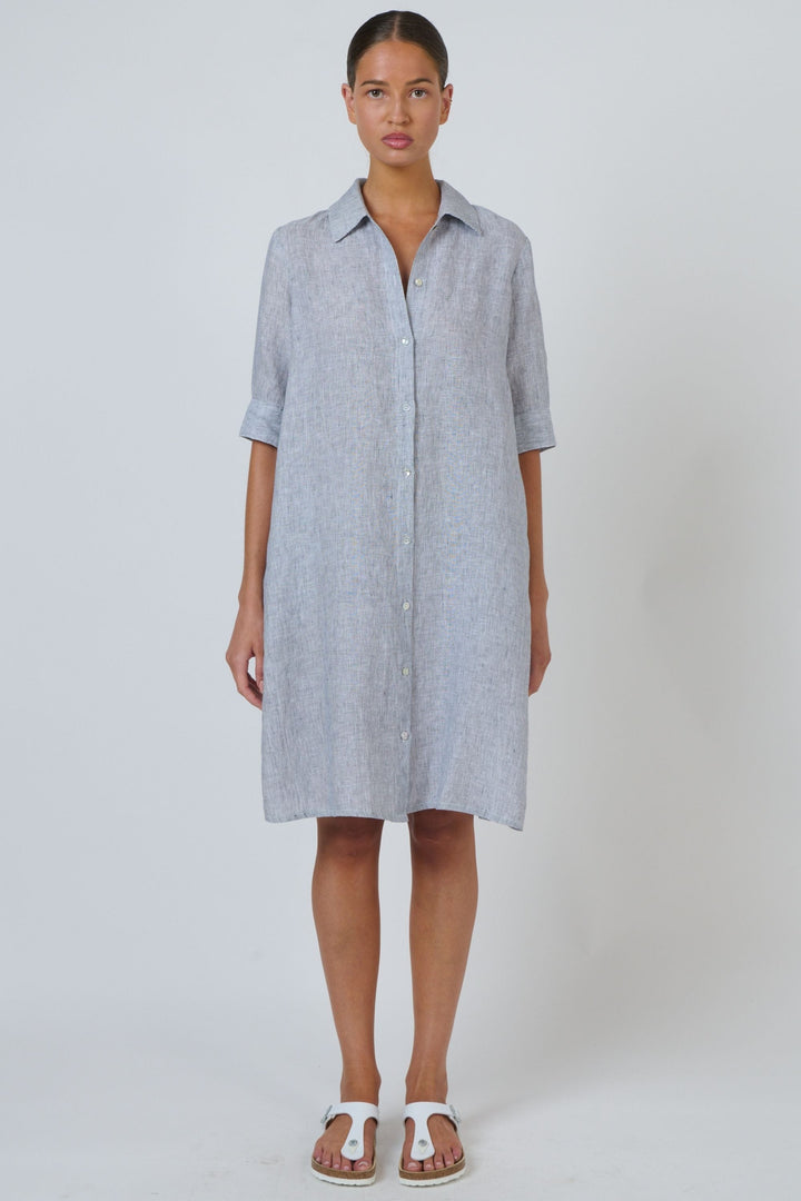 NATURALS BY O AND J DRESS BUTTON DOWN LINEN DRESS - GA513