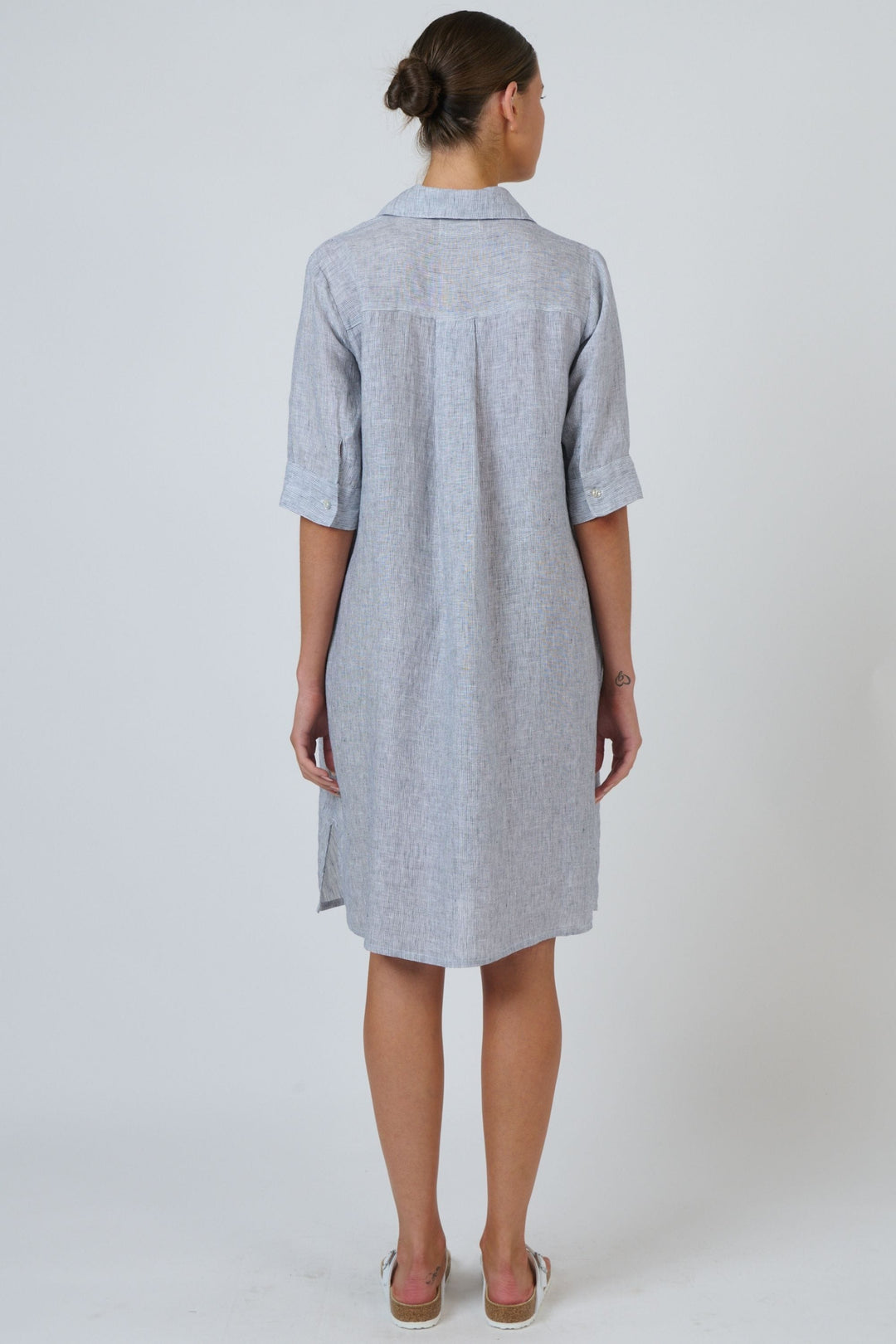 NATURALS BY O AND J DRESS BUTTON DOWN LINEN DRESS - GA513