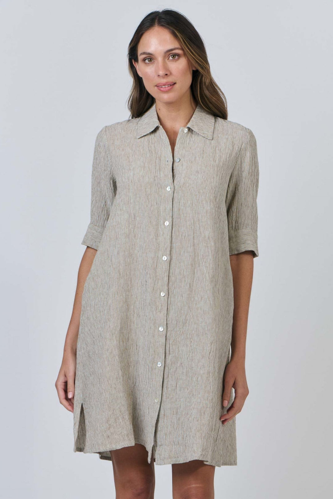 NATURALS BY O AND J DRESS BUTTON UP DRESS - GA513.1