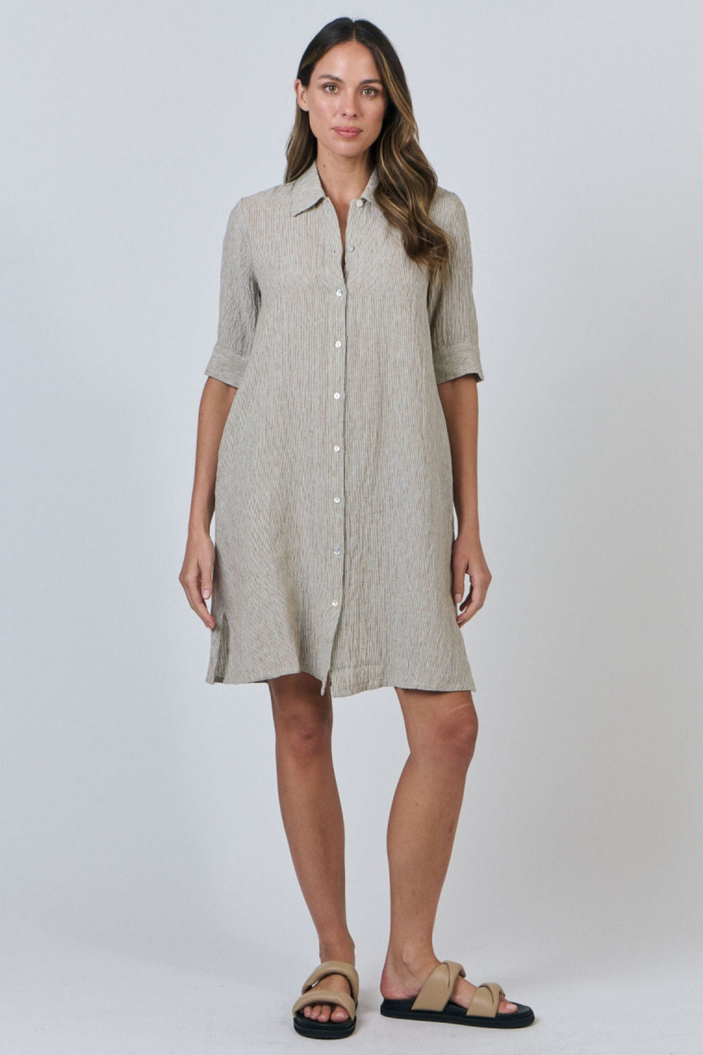 NATURALS BY O AND J DRESS BUTTON UP DRESS - GA513.1