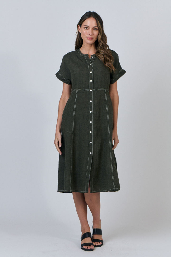 NATURALS BY O AND J DRESS BUTTON UP MIDI - GA612