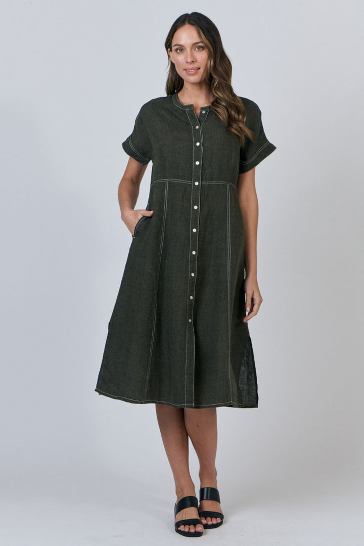 NATURALS BY O AND J DRESS BUTTON UP MIDI - GA612