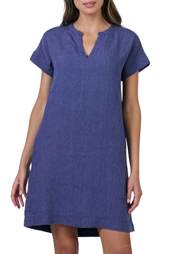 NATURALS BY O AND J DRESS S / BLUEBERRY V NECK DRESS - GA613