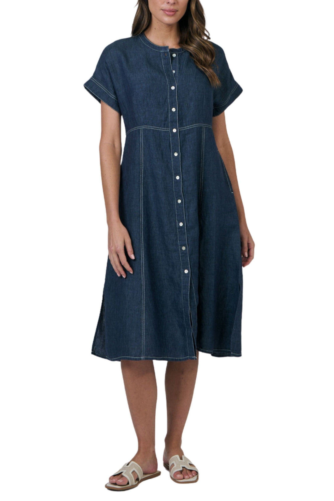 NATURALS BY O AND J DRESS S / DENIM BUTTON UP MIDI - GA612