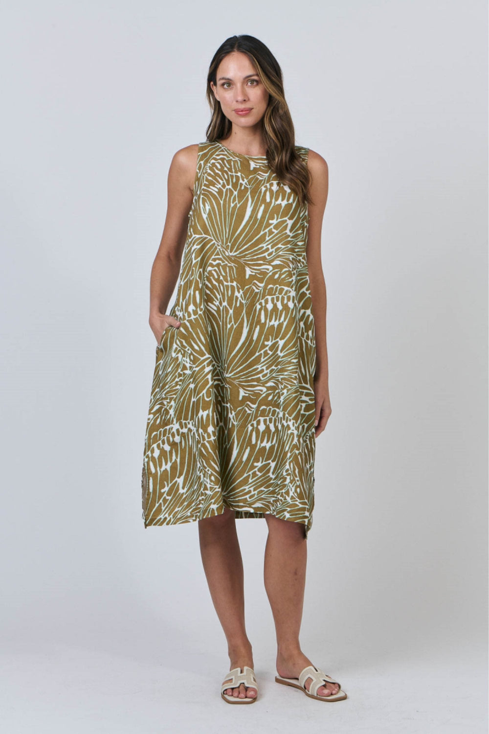 NATURALS BY O AND J DRESS S/LESS MIDI DRESS - GA626