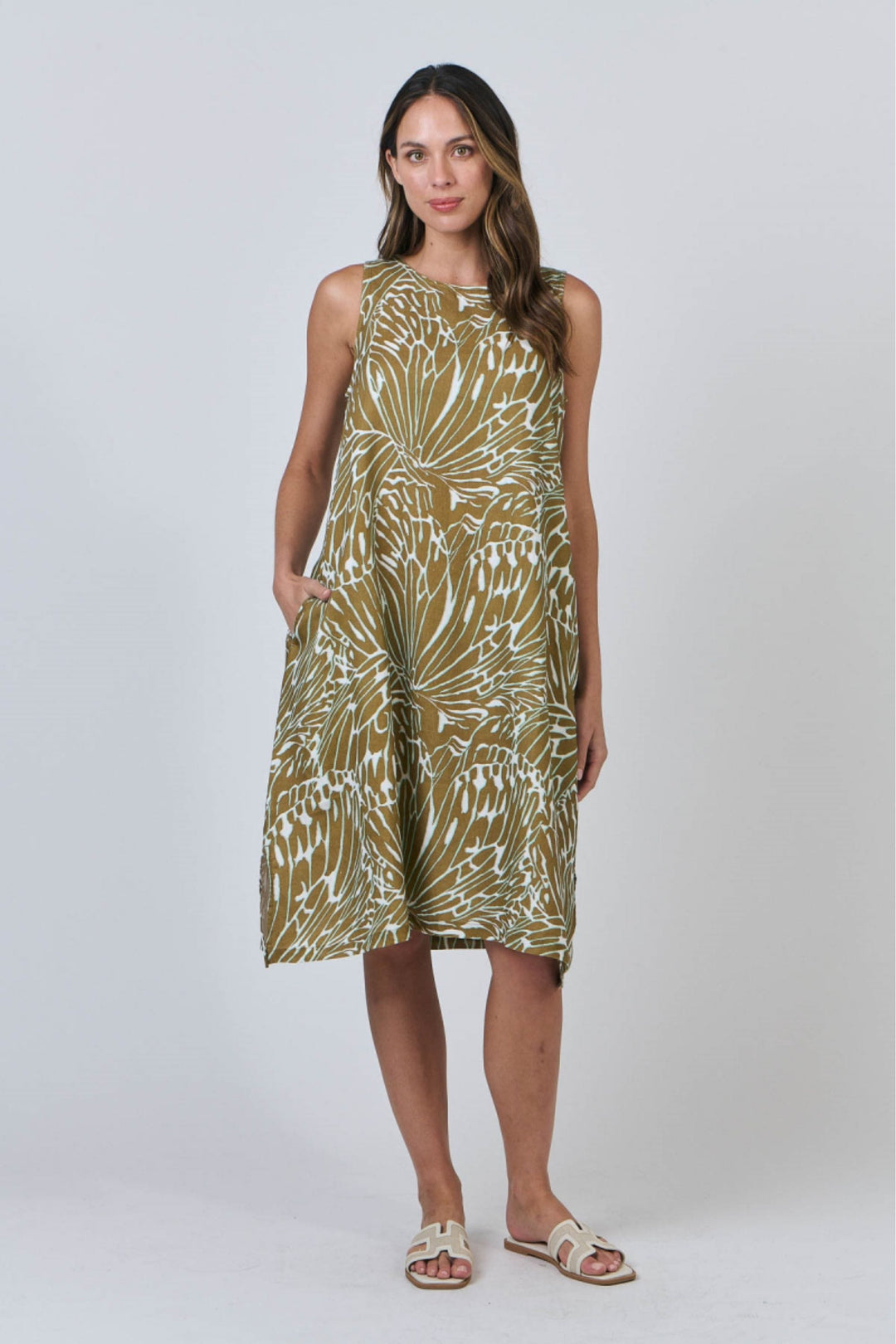NATURALS BY O AND J DRESS S/LESS MIDI DRESS - GA626