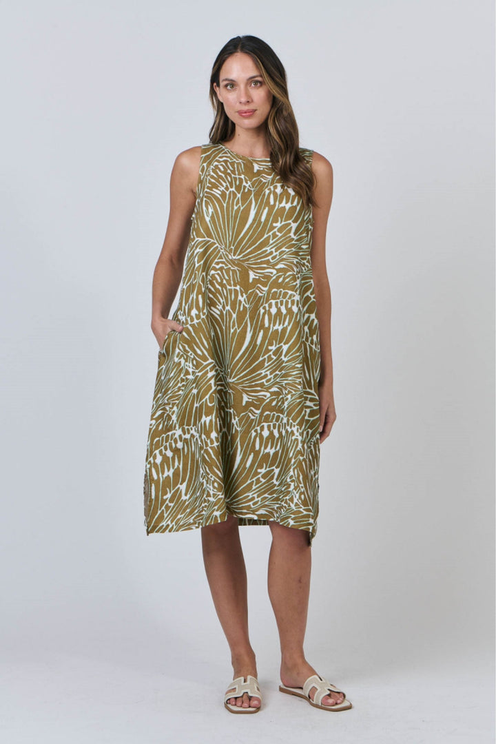 NATURALS BY O AND J DRESS S/LESS MIDI DRESS - GA626