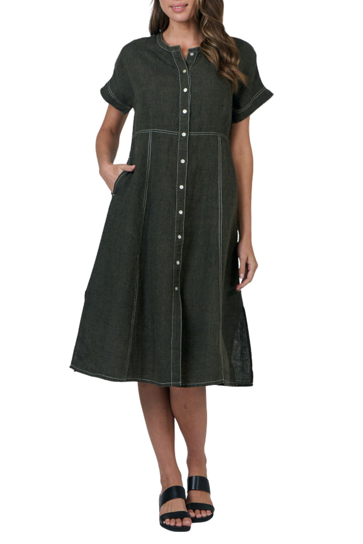 NATURALS BY O AND J DRESS S / LICORICE BUTTON UP MIDI - GA612