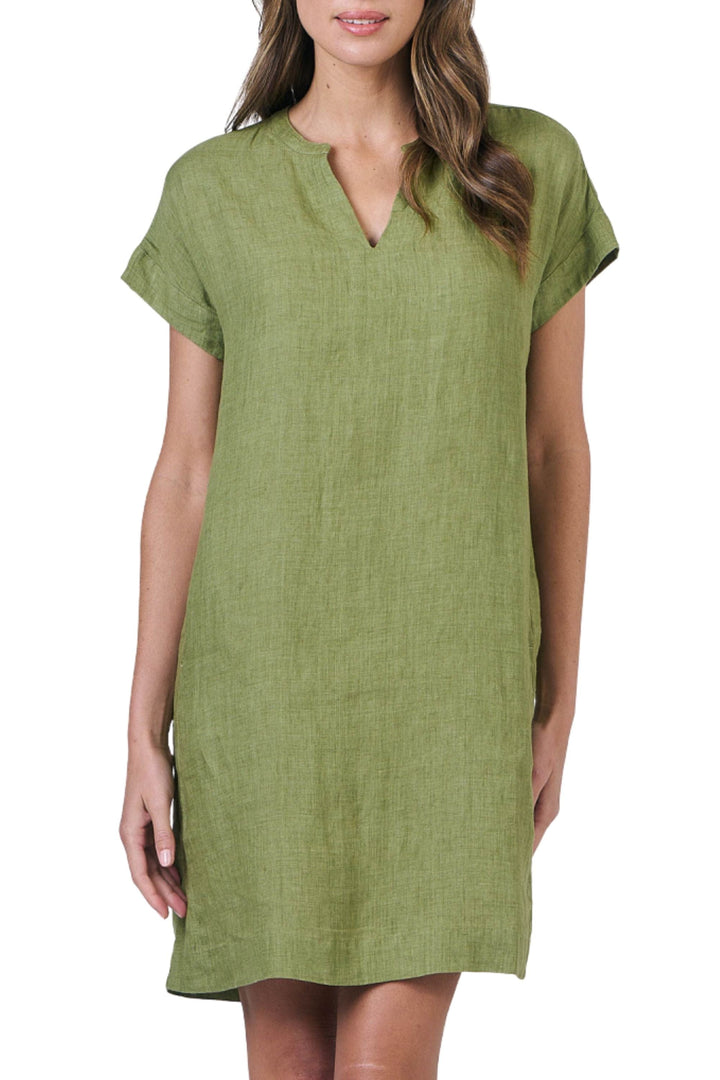 NATURALS BY O AND J DRESS S / MOSS V NECK DRESS - GA613