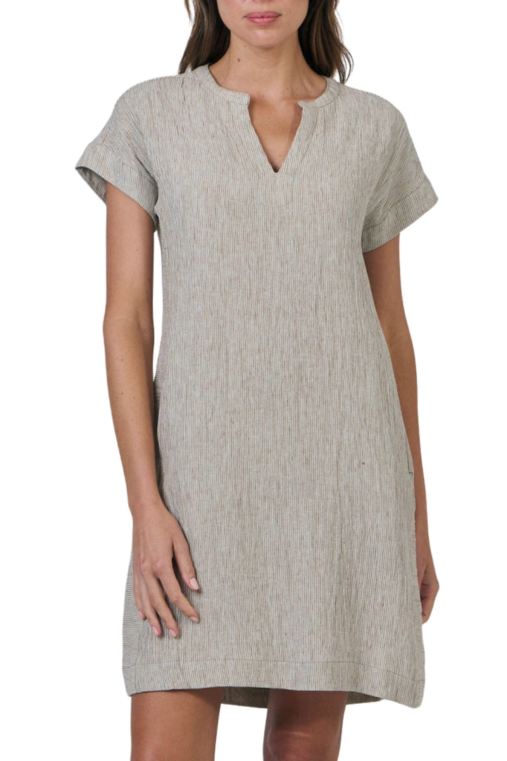 NATURALS BY O AND J DRESS S / NATURAL V NECK DRESS - GA613