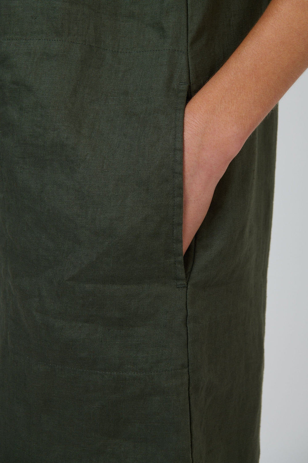 NATURALS BY O AND J DRESS V NECK LINEN DRESS - GA702