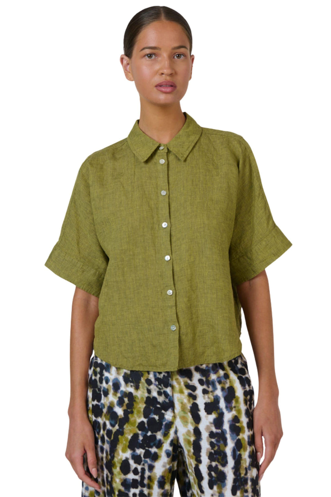 NATURALS BY O AND J SHIRT BUTTON UP LINEN SHIRT - GA685