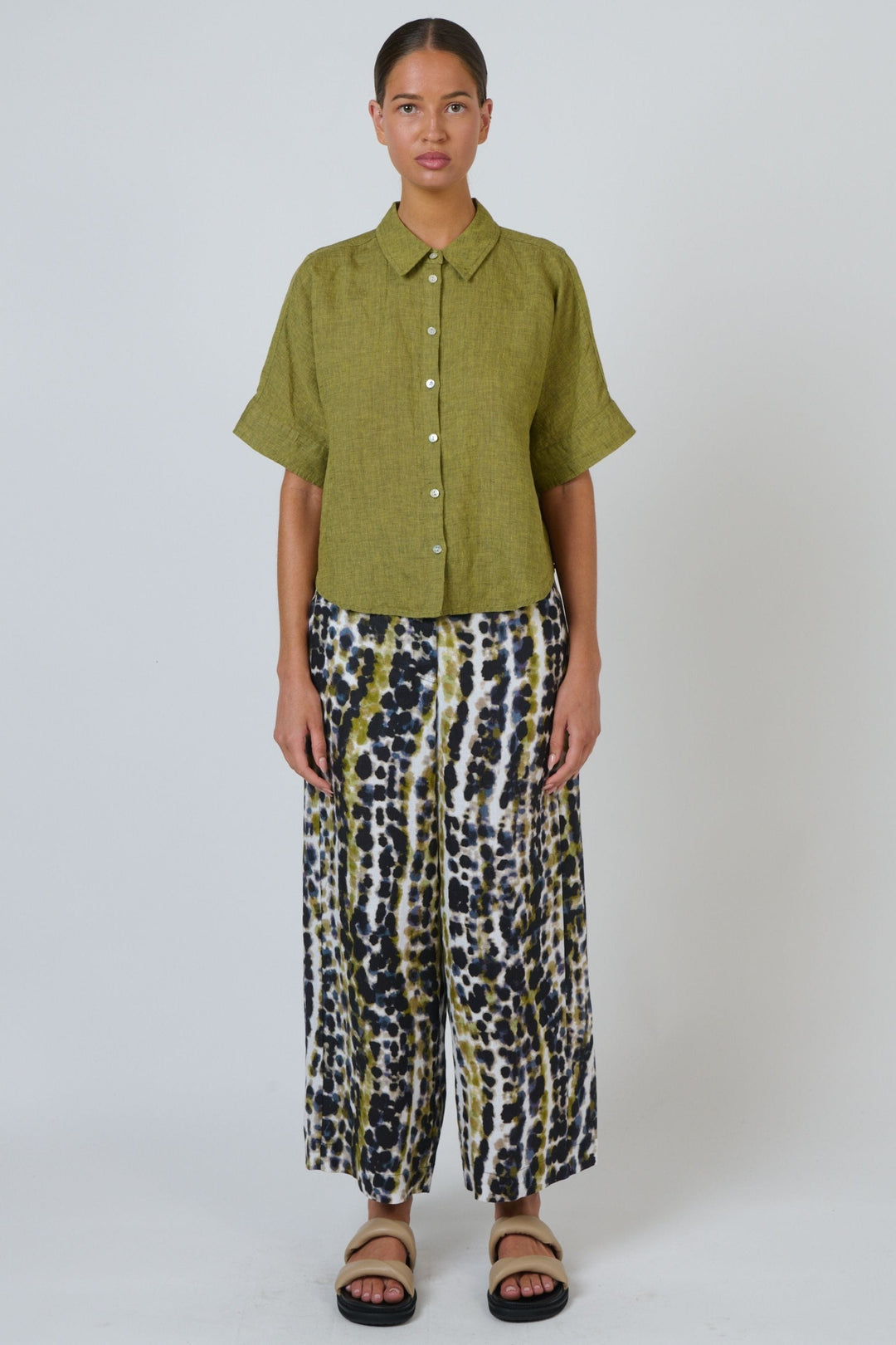 NATURALS BY O AND J SHIRT BUTTON UP LINEN SHIRT - GA685