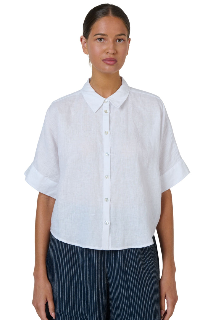 NATURALS BY O AND J SHIRT WHITE / XS BUTTON UP LINEN SHIRT - GA685
