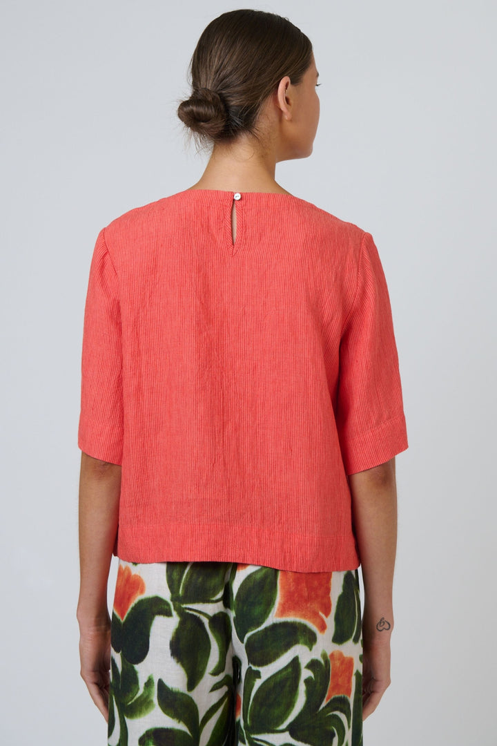 NATURALS BY O AND J TOP ROUND NECK LINEN TOP - GA724B