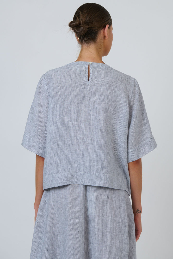 NATURALS BY O AND J TOP ROUND NECK LINEN TOP - GA724B