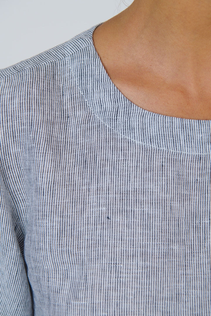 NATURALS BY O AND J TOP ROUND NECK LINEN TOP - GA724B