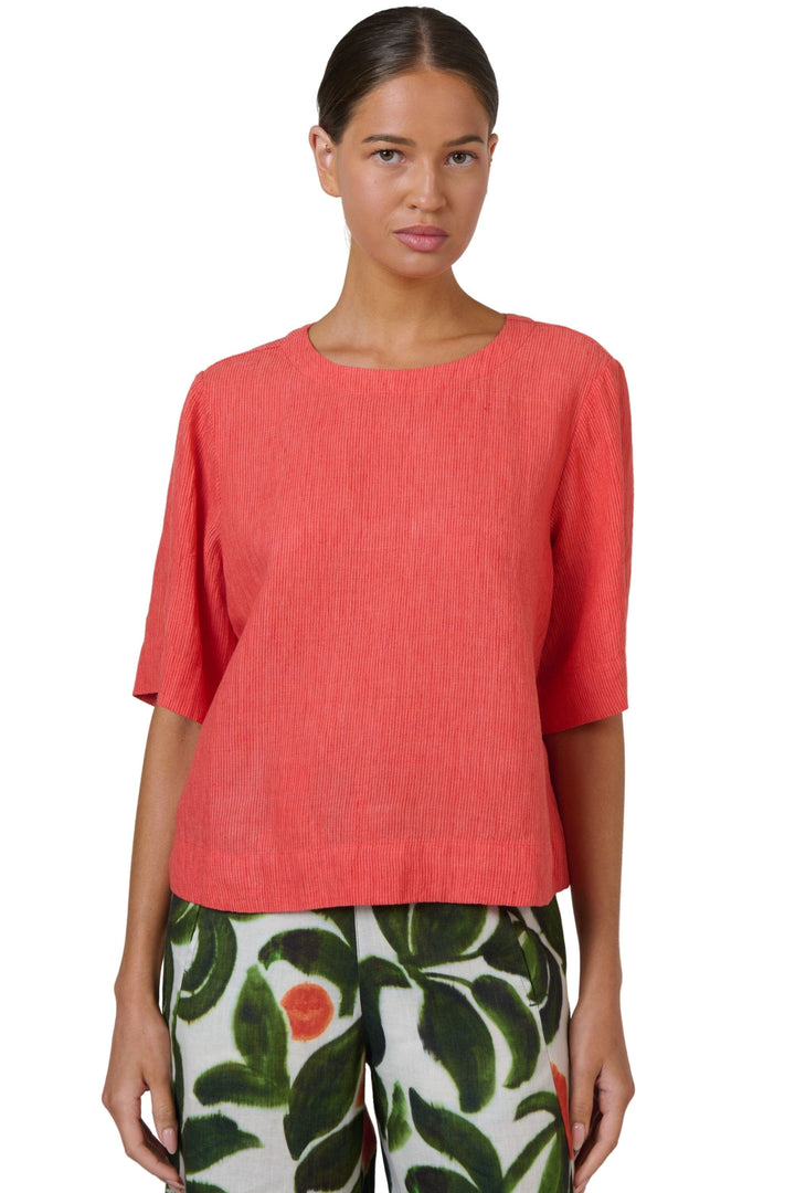 NATURALS BY O AND J TOP SUNSET / XS ROUND NECK LINEN TOP - GA724B