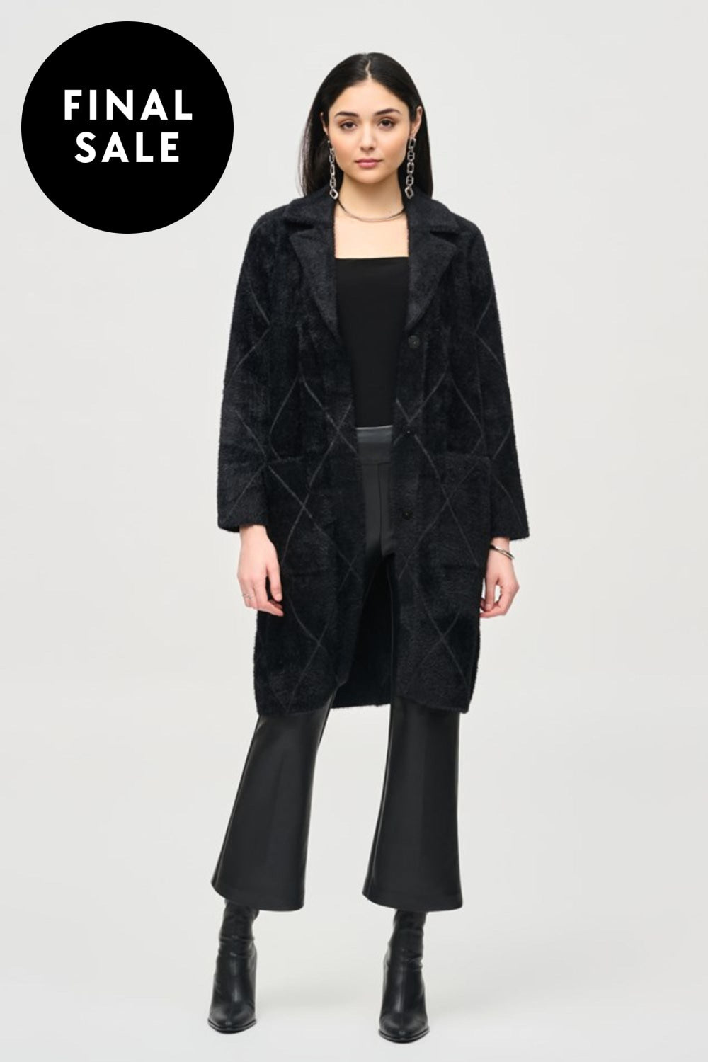 NOTCHED COLLAR COAT - 233951JR S / BLACK JACKET