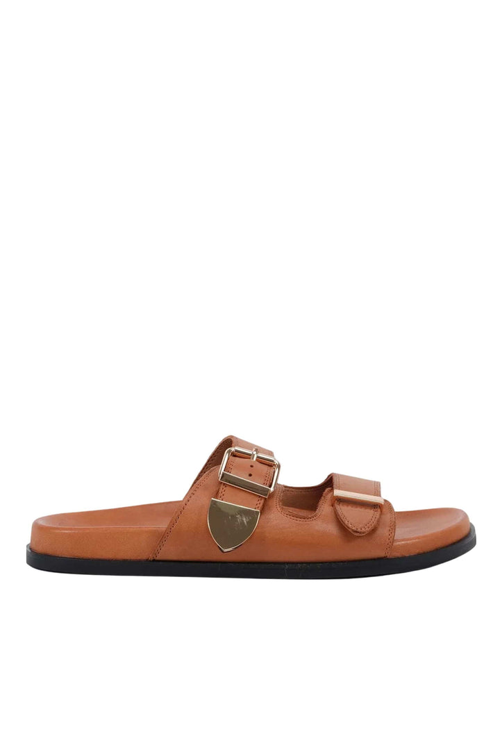 NUDE FOOTWEAR SHOES 37 / TAN SINA SLIDE